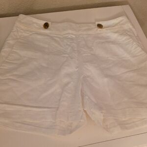 Tailored White Cotton Blend Bermuda Shorts